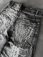 Y2K New Retro Centipede Embroidery Pattern Washed Oversized Wide-Leg Pants Street Gothic Harajuku Floor Pants For Men and Women - Matrix Studios