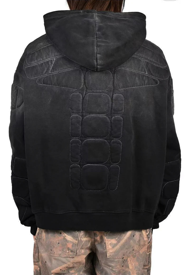 Street Casual SATOSHI Hoodies Pullover Embossed Pattern Embroidery Turtle Shell Design Washed Hooded Men Women Loose Sweatshirts - Matrix-studios.com
