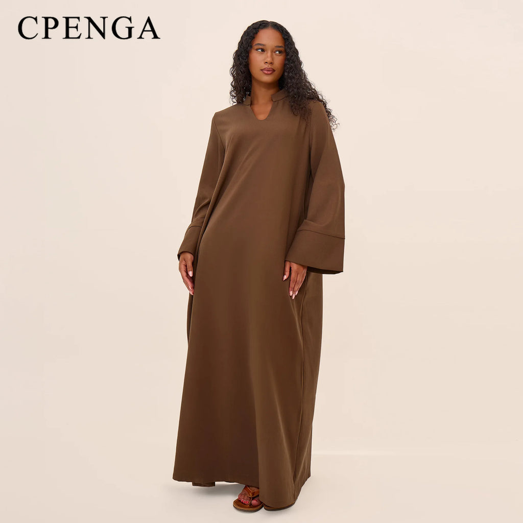 Ramadan Arabic Muslim Women Modest Dress Elegant Eid Dubai Abaya Islam Holiday Loose Outfit New Arrive Plain Turkey Kaftan Robe - Matrix-studios.com