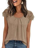 Summer Women Shirts Elegant Hollow Out Lace Short Sleeve O-neck Casual Chic Oversized White Blouses Solid Color Streetwear Tops - Matrix-studios.com