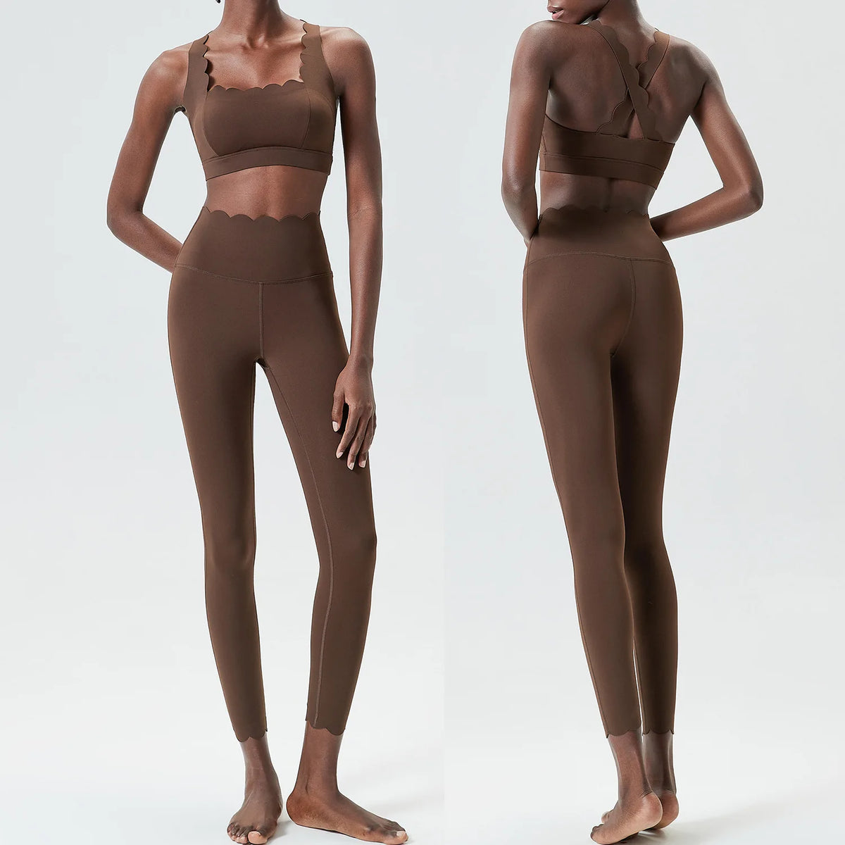 Women Solid Color Gym Suit Two Pieces Fitness Yoga Set Super Streth Slim Fit Running Sportswear Breathable Workout Clothes - Matrix-studios.com