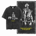 YG BODY BUILDING Printed Cotton Acid Washed Graphic Unisex T Shirt Cool CROSSFIT Streetwear Men Tshirts Big Size Tee for Men - Matrix Studios