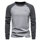 AIOPESON Men's T-shirts 100% Cotton Long Sleeve O-neck Pactwork Casual T Shirts for Men New Spring Designer Tees Men Clothing - Matrix Studios