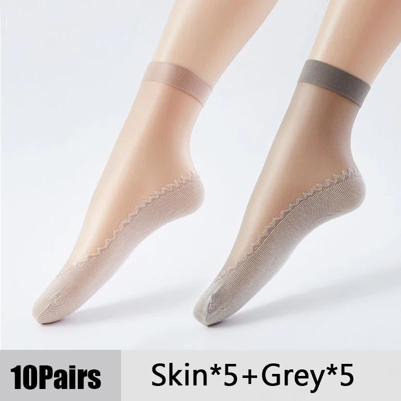 10Pairs Women Sock Soft Breathable High Quality Ultra-Thin Ankle Sock Comfortable Lightweight Transparent Fashionable Casual Sox - Matrix Studios