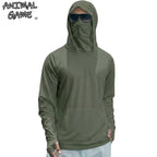 Mens UPF50+ Performance T-Shirt Long Sleeve Summer Hoodie Casual Sun Running Quick Dry Shirts Sunscreen Fishing Ice Silk Tops - Matrix Studios