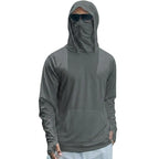 Mens UPF50+ Performance T-Shirt Long Sleeve Summer Hoodie Casual Sun Running Quick Dry Shirts Sunscreen Fishing Ice Silk Tops - Matrix Studios