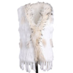 BOONJOVIA Women's 100% Real Rabbit Fur Knitted Vest Raccoon Fur Trim Collar Gilet Lady Fashion Waistcoat For Autumn Winter - Matrix Studios