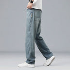 Summer Ultra-thin Lyocell Men's Jeans Drape Soft Fabric Loose Straight Casual Denim Pants Elastic Ice Silk Male Trousers - Matrix Studios