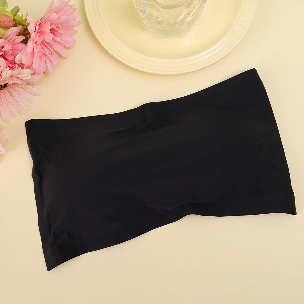 Ice Silk Strapless Bra Girls Seamless Crop Tube Top Bralette for Women Sexy Soft Bras Large Size Bustier Tops Summer Underwear - Matrix Studios