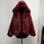 Tuularose Women Fur Coat Women 2025 Plush Red Bomber Jacket Solid Crop Long Sleeve Jacket Warm Winter Coats Female Casual Coats - Matrix Studios