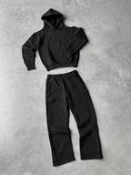 2026 New Year Street Trend Splicing Men's and Women's Set New Hooded Sportswear Casual Straight Pants Y2K