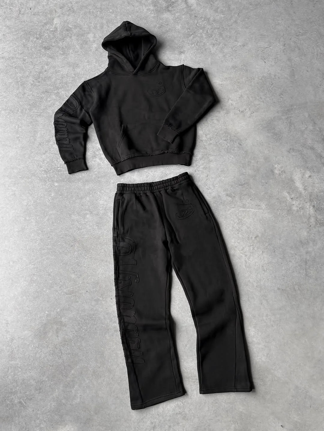 2026 New Year Street Trend Splicing Men's and Women's Set New Hooded Sportswear Casual Straight Pants Y2K