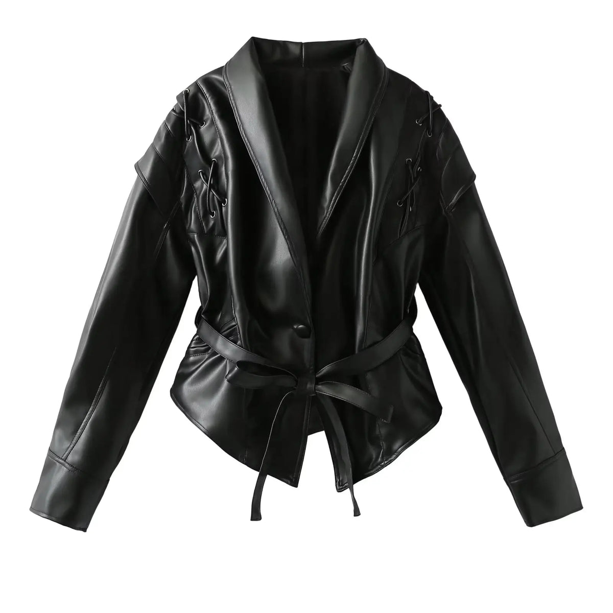 Leather Jackets Women's With Belt Fur Coat Streetwear Fashion Solid Outwear Woman Elegant Jackets Chaqueta De Cuero Para Mujer - Matrix Studios