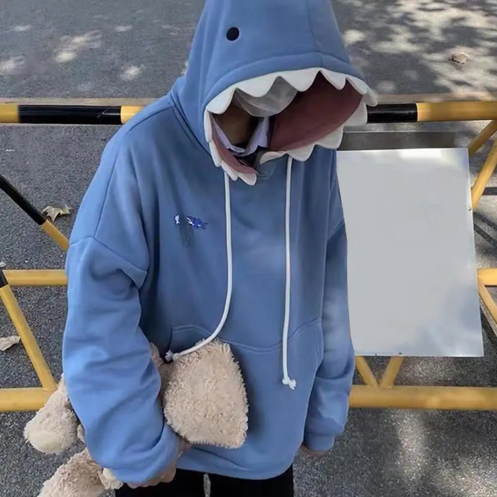 Autumn Winter New Funny Shark Patchwork Hoodies Men and Women Kawaii Sweatshirt Fashion Casual Pullover School Oversized Clothes - Matrix Studios