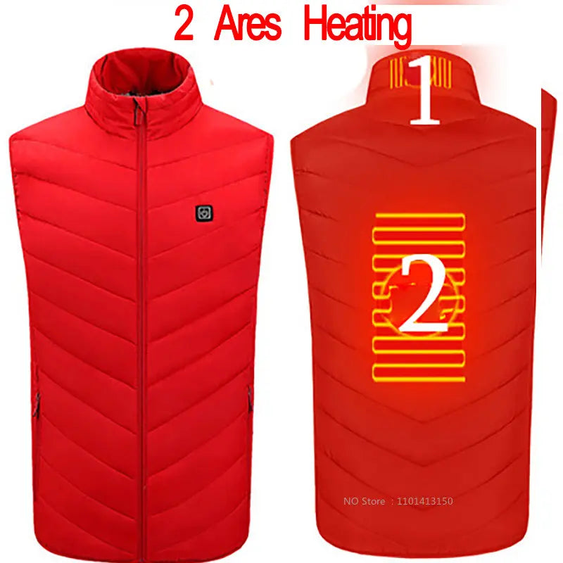 13 PCS Heated vest Jacket Fashion Men Women Coat Intelligent USB Electric Heating Thermal Warm Clothes Winter Heated Vest 열선조끼 - Matrix Studios