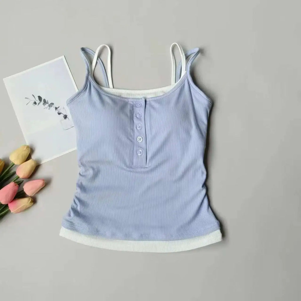 Yoga Tank Top, One-piece Mock Two-piece Sports Tank Top With Push-up Bra Pads, Breathable Quick-Drying Workout Fitness Wear - Matrix-studios.com