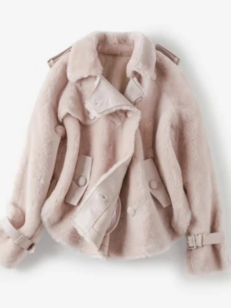 OFTBUY Real Fur Coat Winter Jacket Women Merino Sheep Fur Real Genuine Leather Jacket Liner Thick Warm Natural Fur Parka Female - Matrix Studios