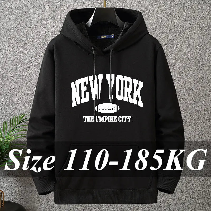 Plus Size Men's Hoodies 7XL 6XL Loose Casual Sweatshirts Fashion Long Sleeve Tops 185KG Hooded Pullover Streetwear Male Clothing - Matrix Studios