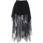 Sexy Net Yarn High-Waisted Irregular Skirt for Women Summer New European and American Gothic Style Versatile Casual Skirts - Matrix-studios.com