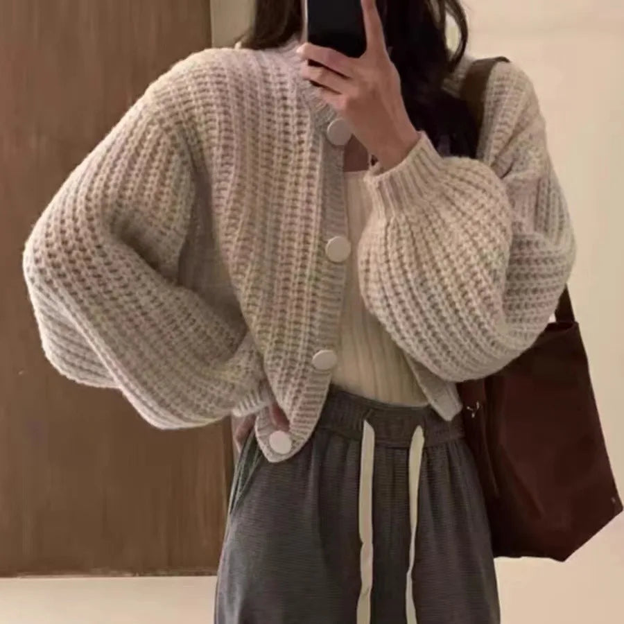 Zjaiss New 2026 Elegant Vintage Minimalist Lady Tops Chic Korean Fashion Short Cardigans Knitted Poncho Women Sweater - Matrix Studios