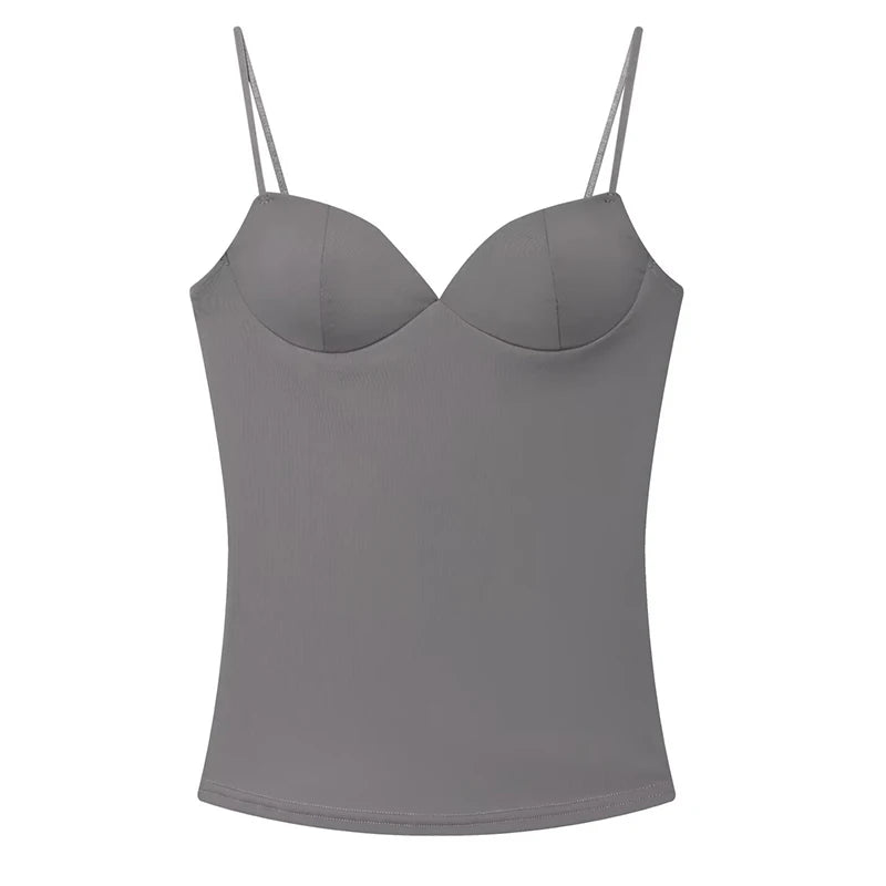 HXAO Sleeveless Crop Tops For Woman Corset Camisole Brown Top Women Bodycon Backless Sexy Tops With Straps Bustier Tank Tops - Matrix-studios.com