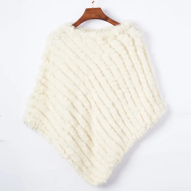 Women's Real Rabbit Fur Poncho Vest Natural Leather Winter Jacket Wrap Coat Shawl  Wedding Party Knitted Fur Vest Wholesale - Matrix Studios