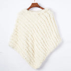 Women's Real Rabbit Fur Poncho Vest Natural Leather Winter Jacket Wrap Coat Shawl  Wedding Party Knitted Fur Vest Wholesale - Matrix Studios