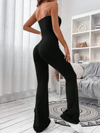 Women's Corseted Jumpsuit Simple solid colour Slim models Hip lifting design Fashion Single Piece Flared Pants - Matrix Studios