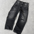 Straight Jeans Distressed Men Jean Ripped Holes Washed Denim Pants Ankle Length Loose Solid Zipper Fly Pockets Casual 2025 - Matrix Studios