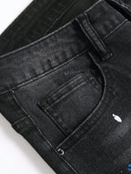 Men y2k Stretchy Skinny Denim Jeans For Men Casual pants Ripped Patchwork Hole Slim Fit Denim Hip Hop Black Straight Trousers - Matrix Studios