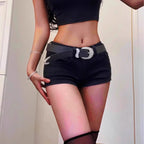 2024 Woman High Waist Aesthetic Straight Leg Jeans Female Fashion Streetwear Mini Pants Girls Y2k 2000s Black Baggy Denim Shorts - Matrix-studios.com