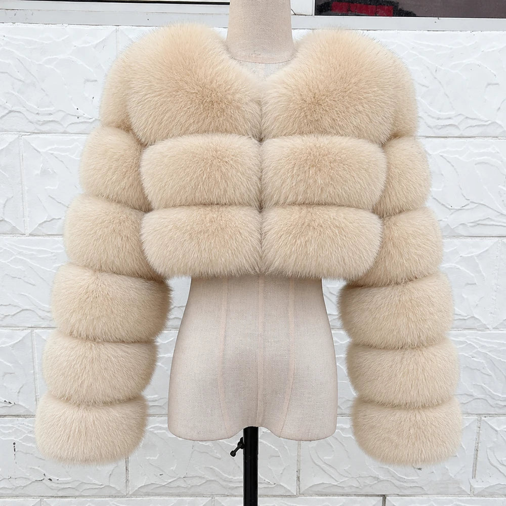 QUEENTINA Real Fox Fur Coat 30cm Women'S New Fashion Winter Leather And Skin White Clothing Natural New In Coats & Jackets - Matrix Studios