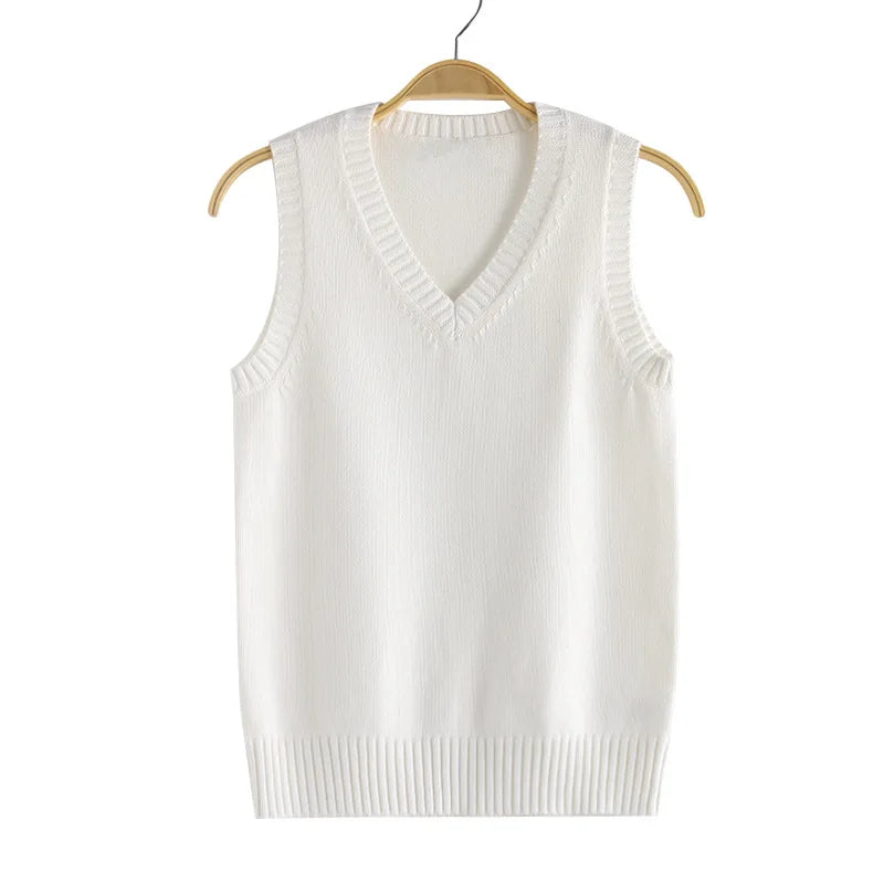 Preppy Style Teenager School Girls Uniform Sleeveless Sweaters Knitted Vest Students Y2K Lolita Pullover Waistcoat Women JK Tops - Matrix Studios