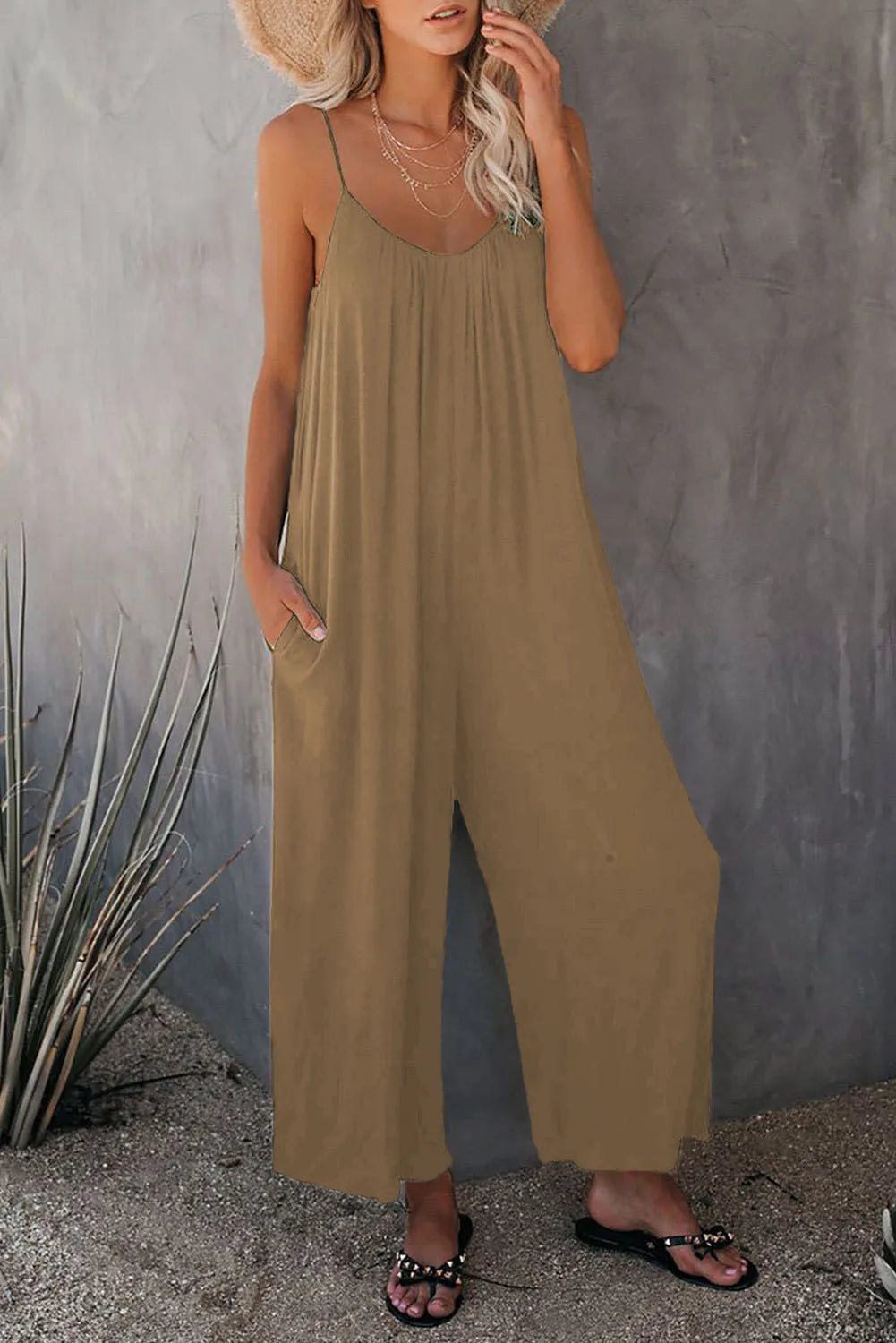 2026 High-Quality Strap Summer New Thick Pure Color Pocket Casual Women's Overall Pants - Matrix Studios