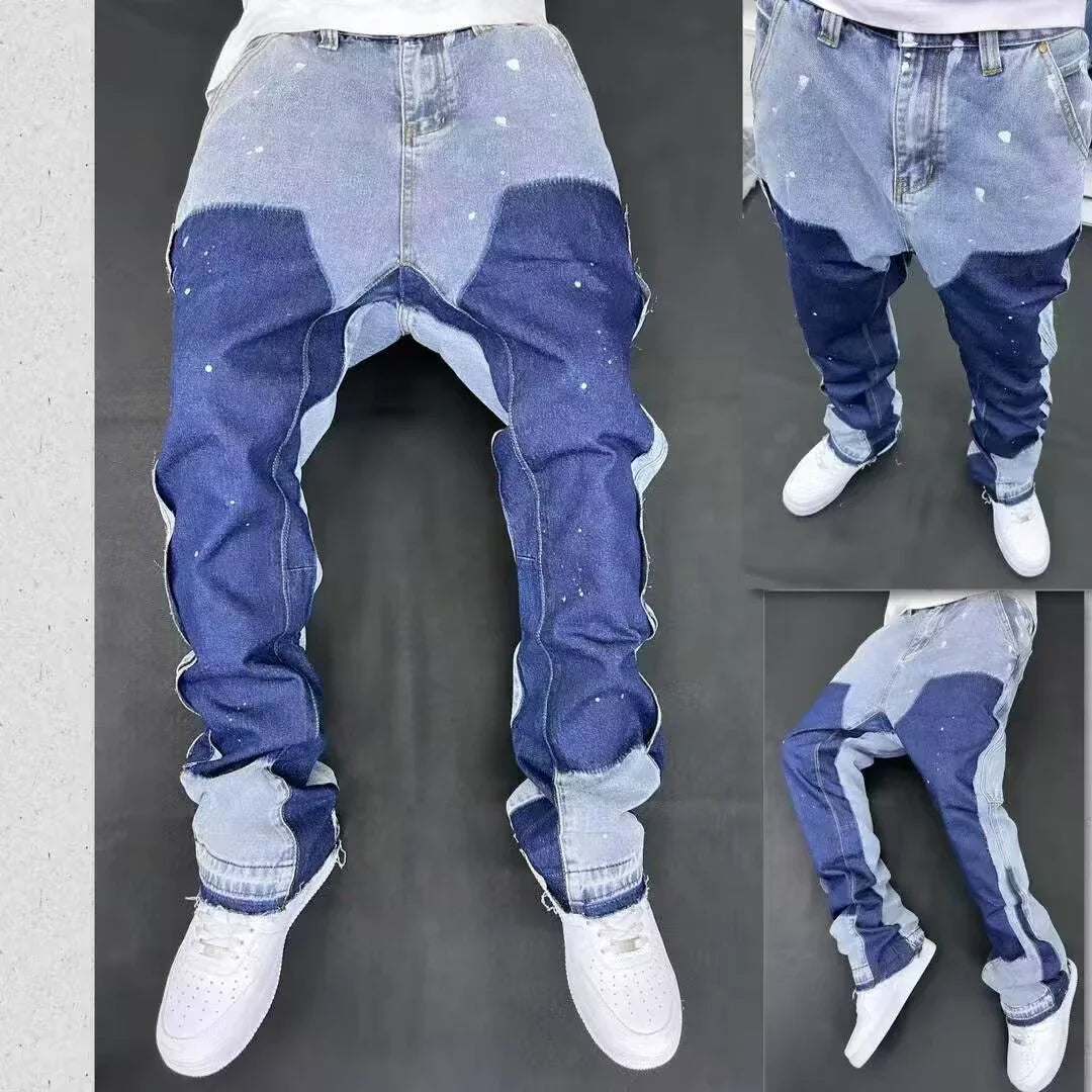 2025 Vintage Men's Jeans Distressed Vibe Bell Bottoms Clean Fit Woodworking Workwear Denim Pants For Outdoor Trade - Matrix Studios