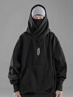 Embroidery Turtleneck Sweatshirt For Men Japanese Ninja Hoodies Autumn Hip Hop Fleece Pocket Streetwear Oversized Y2K Hoody - Matrix Studios