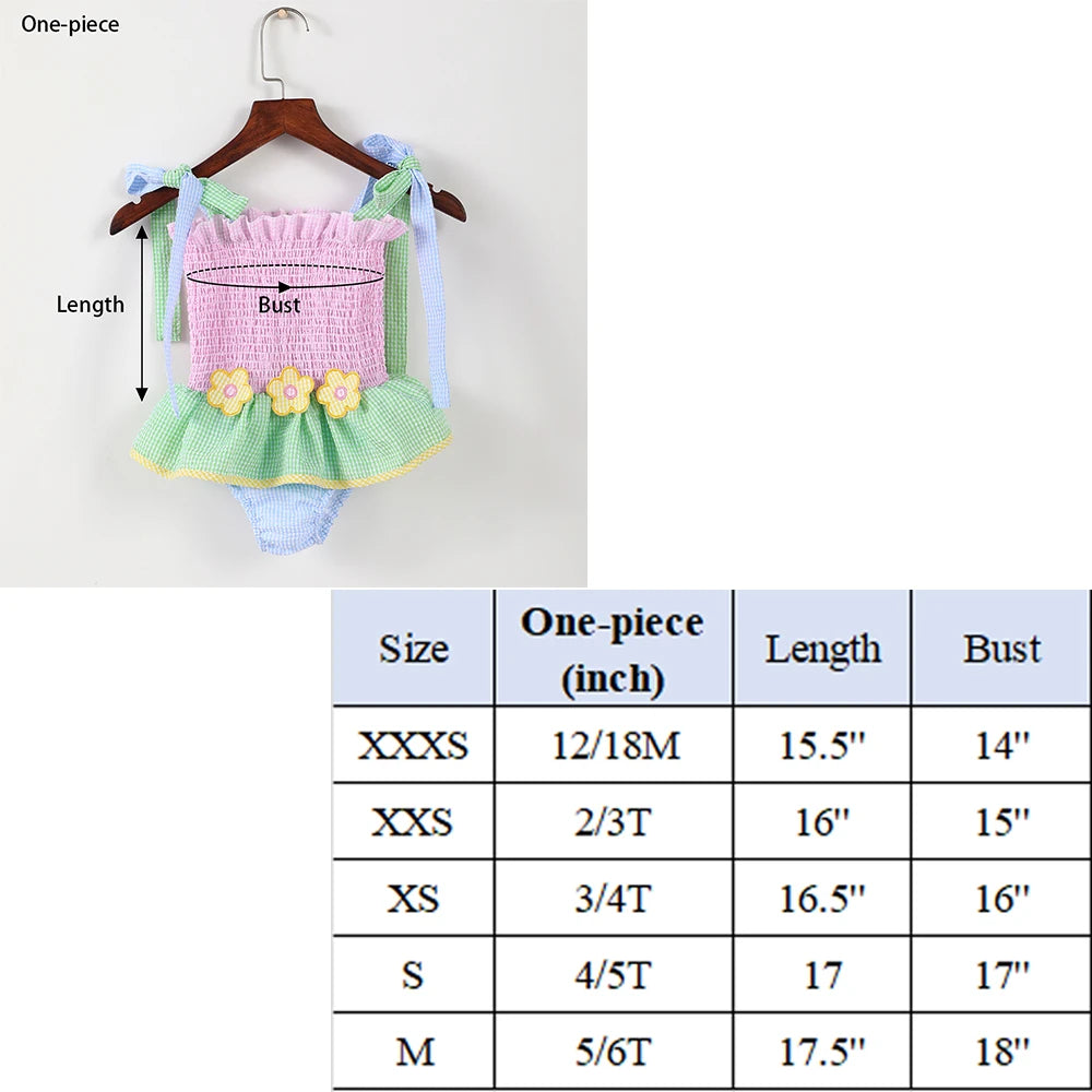 Little Girls' Summer Swimwear Two Piece Cute Patchwork Seersucker One Piece Trunks For Boys Beach Sleeveless - Matrix Studios