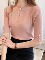 2026 Spring Autumn Korean Fashion Solid Sweater Women Short Sleeve Tops Pull Femme Casual Slim Female Pullover Knitted Clothes - Matrix Studios