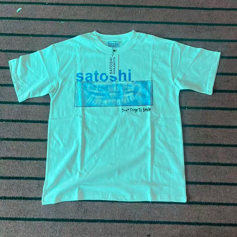 Multi-styles Satoshi T-shirt Loose Fit Oversized High Street Vintage Washed Distressed Letter Print Men's Short Sleeve T Shirt - Matrix-studios.com