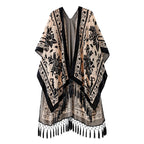 WeHello Burnout Velvet Kimono For Women Luxury Fashion Long Cardigan With Tassel Beach Cover-up Holiday Cardigan Shawl - Matrix Studios