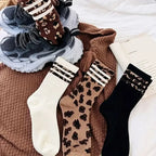 4 Pairs Women Leopard Socks Cotton Sports Y2k Student White Lolita Harajuku Girl Funny Socks - Matrix Studios