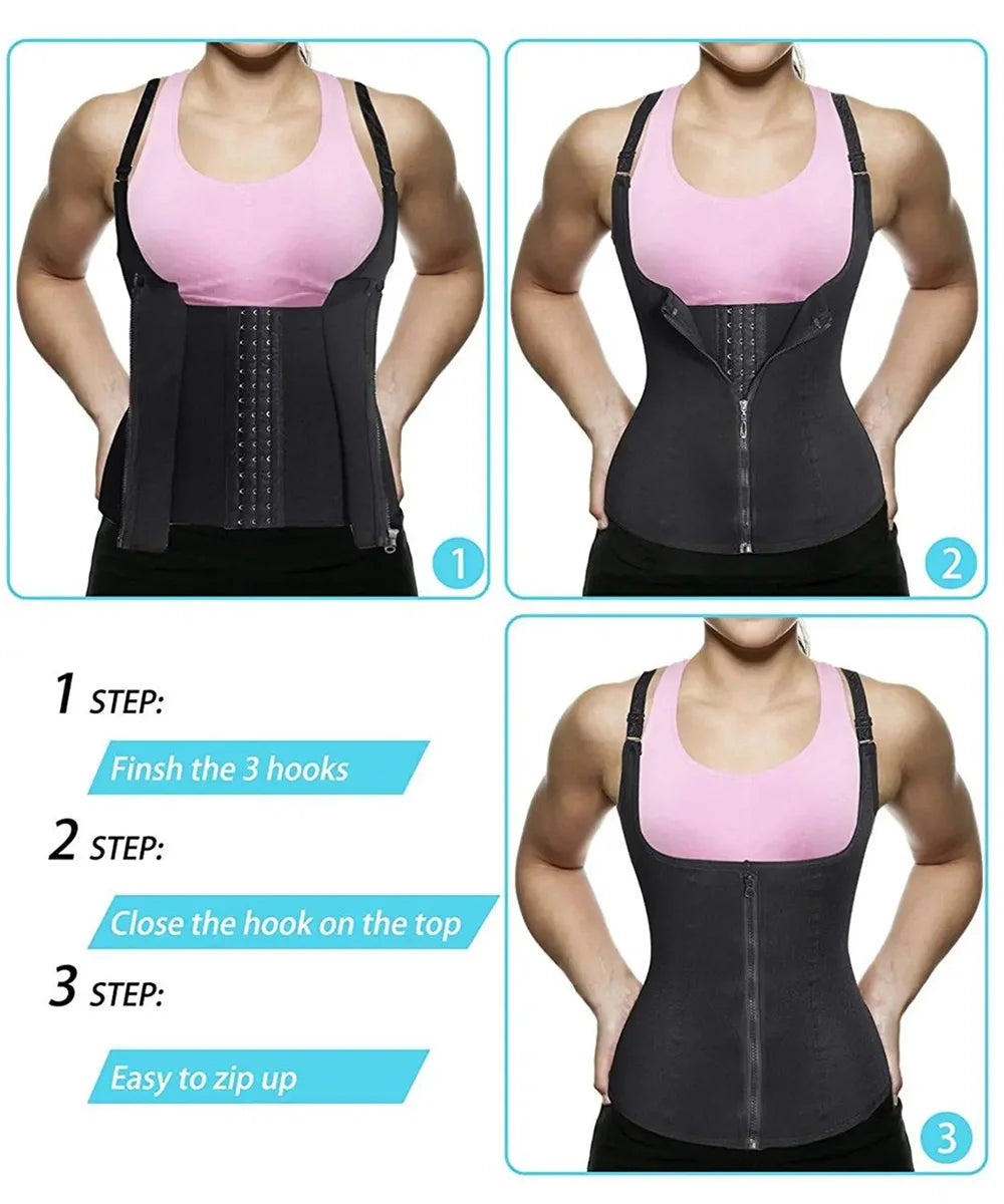 Waist Trainer Tank Top For Women Zipper Body Shaper Tummy Control Sleeveless Top, Women's Activewear Body Shaping Underwear - Matrix-studios.com