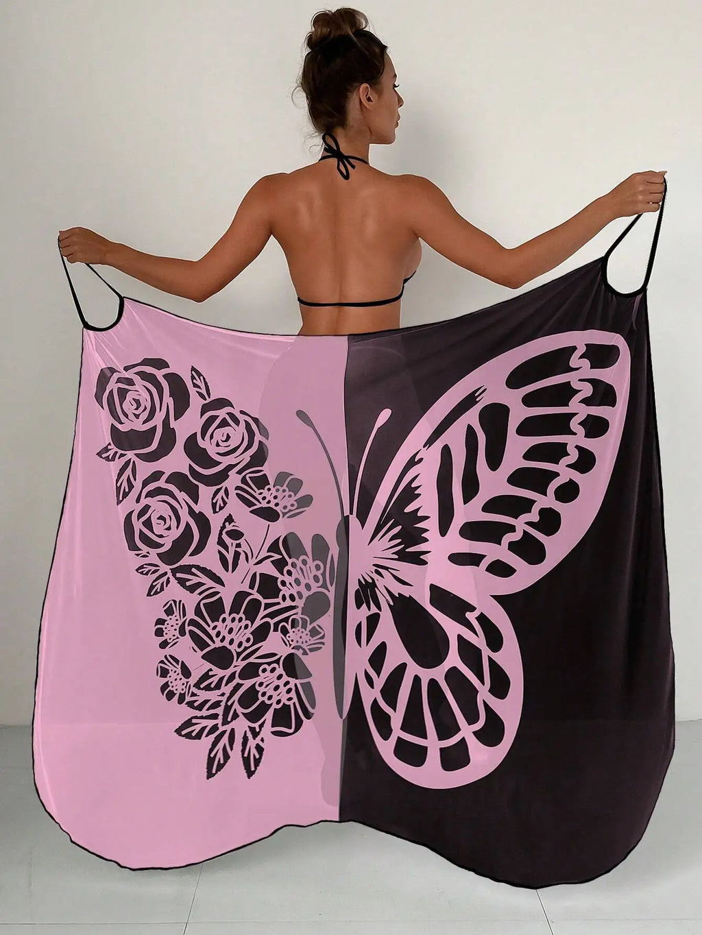 Sexy Butterfly Print Cover Up 2027 Women Black Patchwork Mesh Dress Tunic Bikini Lady Elegant Bath Sarong Wrap Skirt Beachwear - Matrix Studios