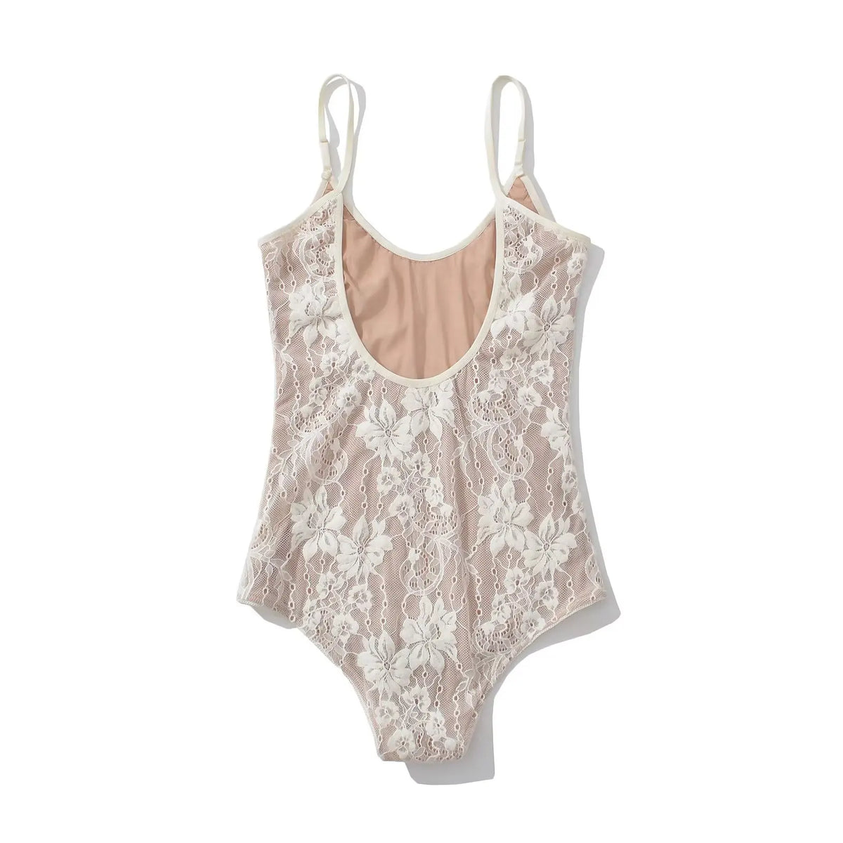 Sexy See Through Lace With Lining Backless Spaghetti Strap Bodysuit Woman Sling Tight Short Jumpsuit Slim Fit Rompers Playsuits - Matrix-studios.com