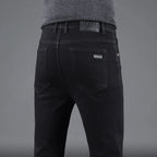 Spring Autumn New Men's Pure Black Slim Jeans Elastic Straight Pants Business Fashion Leisure Korean Vintage Denim Pants Male - Matrix Studios