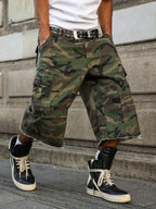 Men's summer denim shorts. Camouflage cargo pants. Multi - pocket design. Street fashion trend. Daily leisure - Matrix Studios