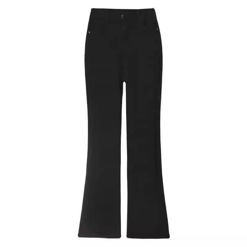 Woman American High Waist Slim Fit Bell Bottom Jeans Female Fashion Y2k Flare Pants Girls Elastic Designer Black Denim Trousers - Matrix-studios.com