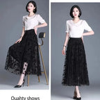 Gauze skirt floral half fairy skirt spring and summer new pleated A-line skirt in the long high waist thin gauze skirt - Matrix-studios.com