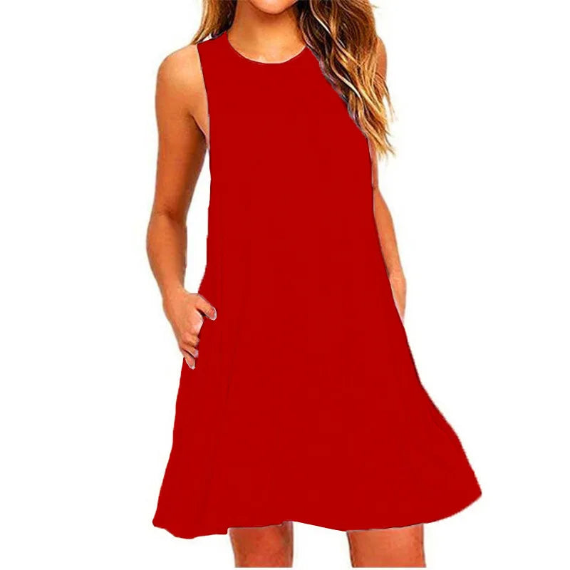 Women's Summer Casual Swing T-Shirt Dresses Beach Cover Up With Pockets Plus Size Loose T-shirt Dress - Matrix-studios.com