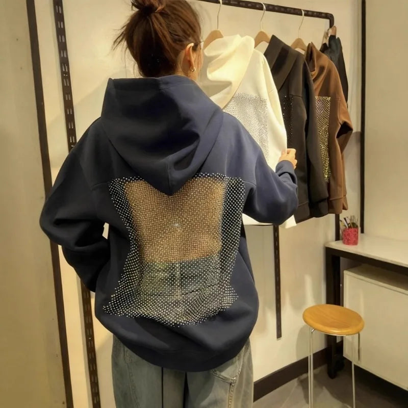 1/2PCS Fashionable Women’s Hoodie Solid Color Hollow Mesh Backless Sweatshirt for Fall and Winter Ideal Christmas Gift - Matrix Studios
